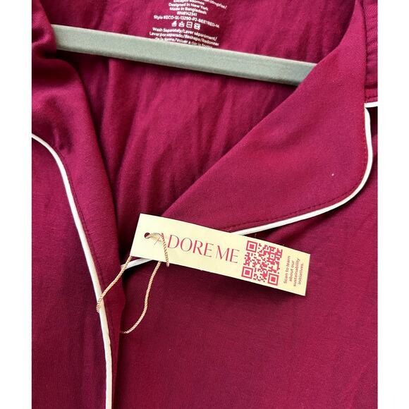 Adore Me | Matylda Dark Red Ruby Buttton Down Pajama Sleep Shirt | Sz M | NWT - Picture 4 of 5